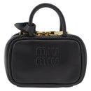 Miu Miu Matelasse Pouch Bag Charm Leather Black Gold Auth 188997M-13