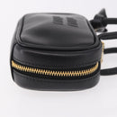 Miu Miu Matelasse Pouch Bag Charm Leather Black Gold Auth 188997M-3