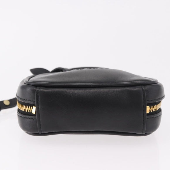 Miu Miu Matelasse Pouch Bag Charm Leather Black Gold Auth 188997M