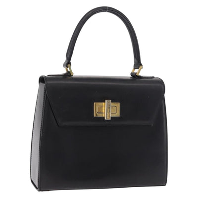 CELINE Hand Bag Leather Black Gold Auth 188999A