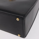 CELINE Hand Bag Leather Black Gold Auth 188999A-11