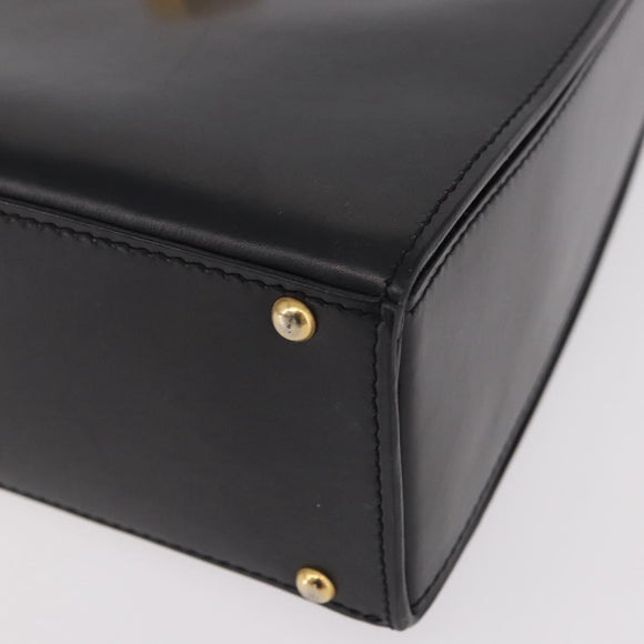 CELINE Hand Bag Leather Black Gold Auth 188999A