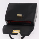 CELINE Hand Bag Leather Black Gold Auth 188999A-15