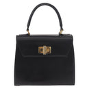 CELINE Hand Bag Leather Black Gold Auth 188999A-2