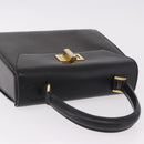 CELINE Hand Bag Leather Black Gold Auth 188999A-6