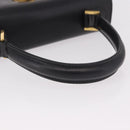 CELINE Hand Bag Leather Black Gold Auth 188999A-7
