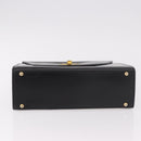 CELINE Hand Bag Leather Black Gold Auth 188999A-9