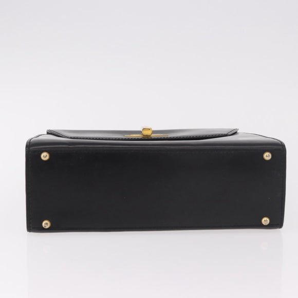 CELINE Hand Bag Leather Black Gold Auth 188999A