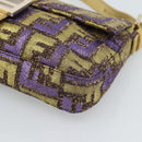 FENDI Zucca Canvas Mamma Baguette Shoulder Bag Purple Gold Auth 189005SAM-14