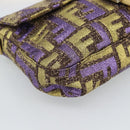 FENDI Zucca Canvas Mamma Baguette Shoulder Bag Purple Gold Auth 189005SAM-15