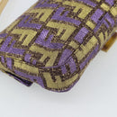 FENDI Zucca Canvas Mamma Baguette Shoulder Bag Purple Gold Auth 189005SAM-17