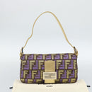 FENDI Zucca Canvas Mamma Baguette Shoulder Bag Purple Gold Auth 189005SAM-12