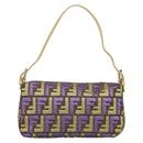 FENDI Zucca Canvas Mamma Baguette Shoulder Bag Purple Gold Auth 189005SAM-2