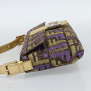 FENDI Zucca Canvas Mamma Baguette Shoulder Bag Purple Gold Auth 189005SAM-3