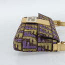 FENDI Zucca Canvas Mamma Baguette Shoulder Bag Purple Gold Auth 189005SAM-4