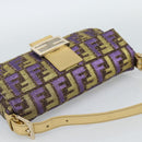 FENDI Zucca Canvas Mamma Baguette Shoulder Bag Purple Gold Auth 189005SAM-6