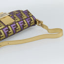 FENDI Zucca Canvas Mamma Baguette Shoulder Bag Purple Gold Auth 189005SAM-7