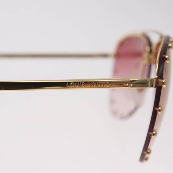LOUIS VUITTON The Party Sunglasses metal Gold Tone Z2350U LV Auth 189007