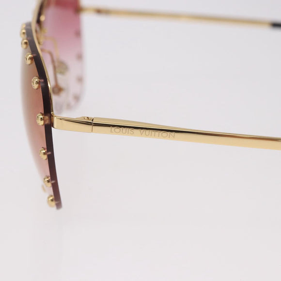 LOUIS VUITTON The Party Sunglasses metal Gold Tone Z2350U LV Auth 189007