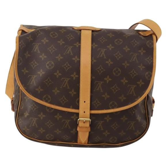 LOUIS VUITTON Monogram Saumur 35 Shoulder Bag M42254 LV Auth 189010A