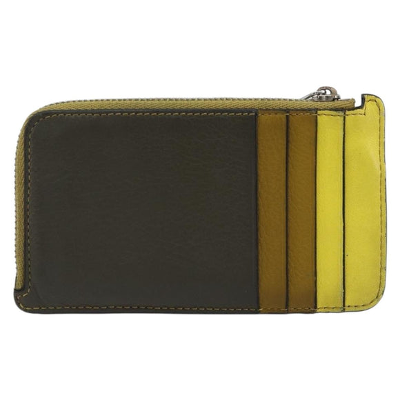 LOEWE Puzzle Card Case Leather Multicolor Silver Auth 189011