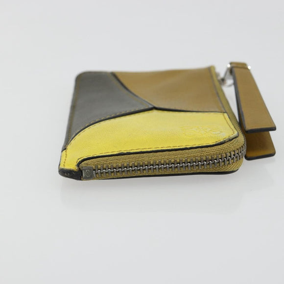 LOEWE Puzzle Card Case Leather Multicolor Silver Auth 189011