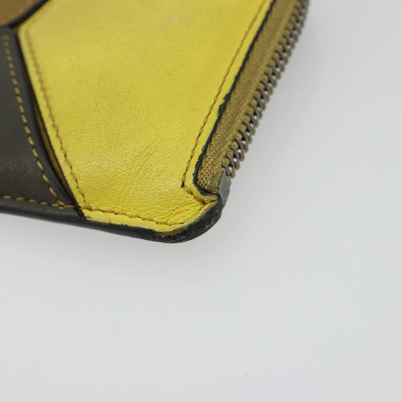 LOEWE Puzzle Card Case Leather Multicolor Silver Auth 189011