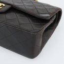 CHANEL Matelasse 25 Chain Shoulder Bag Lamb Skin Black Gold CC Auth 189017V-8