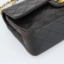 CHANEL Matelasse 25 Chain Shoulder Bag Lamb Skin Black Gold CC Auth 189017V-15
