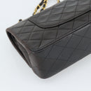 CHANEL Matelasse 25 Chain Shoulder Bag Lamb Skin Black Gold CC Auth 189017V-17