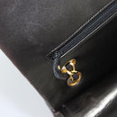 CHANEL Matelasse 25 Chain Shoulder Bag Lamb Skin Black Gold CC Auth 189017V-27