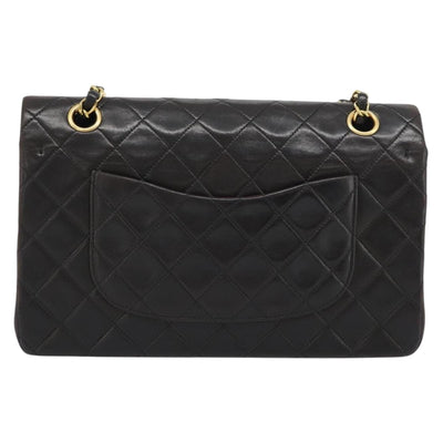 CHANEL Matelasse 25 Chain Shoulder Bag Lamb Skin Black Gold CC Auth 189017V - 0