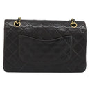 CHANEL Matelasse 25 Chain Shoulder Bag Lamb Skin Black Gold CC Auth 189017V-2