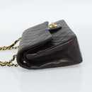 CHANEL Matelasse 25 Chain Shoulder Bag Lamb Skin Black Gold CC Auth 189017V-3