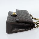 CHANEL Matelasse 25 Chain Shoulder Bag Lamb Skin Black Gold CC Auth 189017V-4