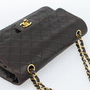 CHANEL Matelasse 25 Chain Shoulder Bag Lamb Skin Black Gold CC Auth 189017V-6