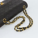 CHANEL Matelasse 25 Chain Shoulder Bag Lamb Skin Black Gold CC Auth 189017V-7