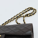 CHANEL Matelasse 25 Chain Shoulder Bag Lamb Skin Black Gold CC Auth 189017V-14