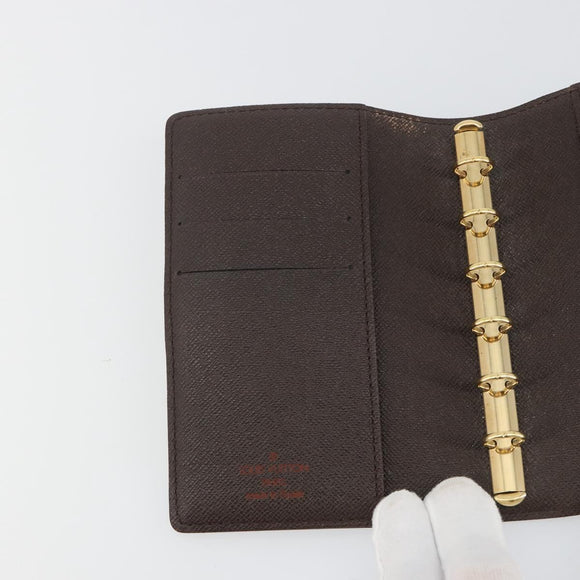 LOUIS VUITTON Damier Ebene Agenda PM Day Planner Cover R20700 LV Auth 189019