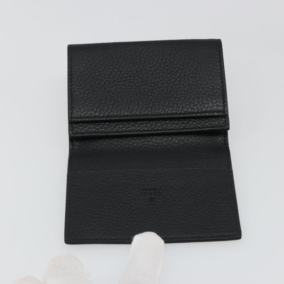 GUCCI Kaarthouder Leer Zwart Zilver Auth 189021A