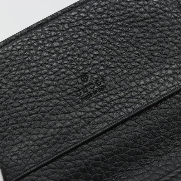 GUCCI Kaarthouder Leer Zwart Zilver Auth 189021A