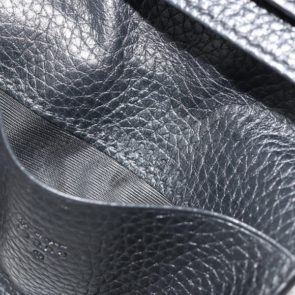 GUCCI Kaarthouder Leer Zwart Zilver Auth 189021A