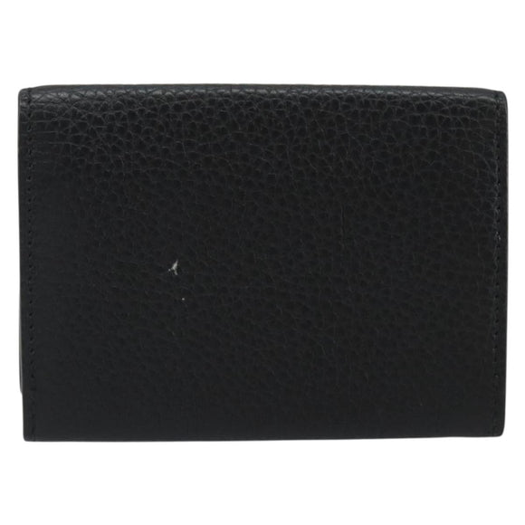GUCCI Kaarthouder Leer Zwart Zilver Auth 189021A