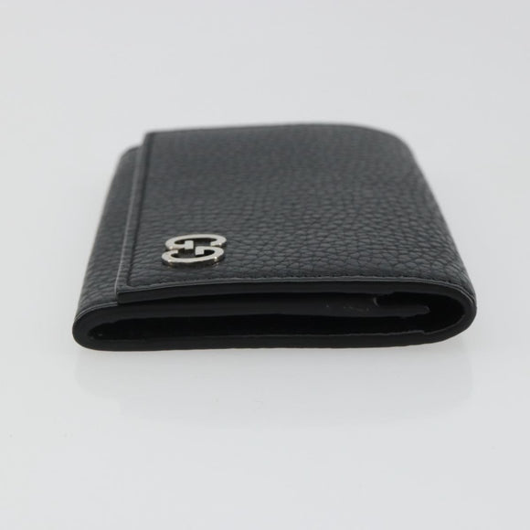 GUCCI Kaarthouder Leer Zwart Zilver Auth 189021A