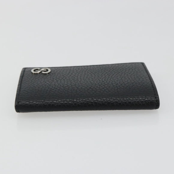GUCCI Kaarthouder Leer Zwart Zilver Auth 189021A