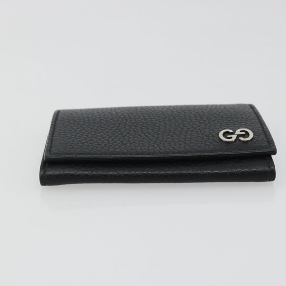 GUCCI Kaarthouder Leer Zwart Zilver Auth 189021A