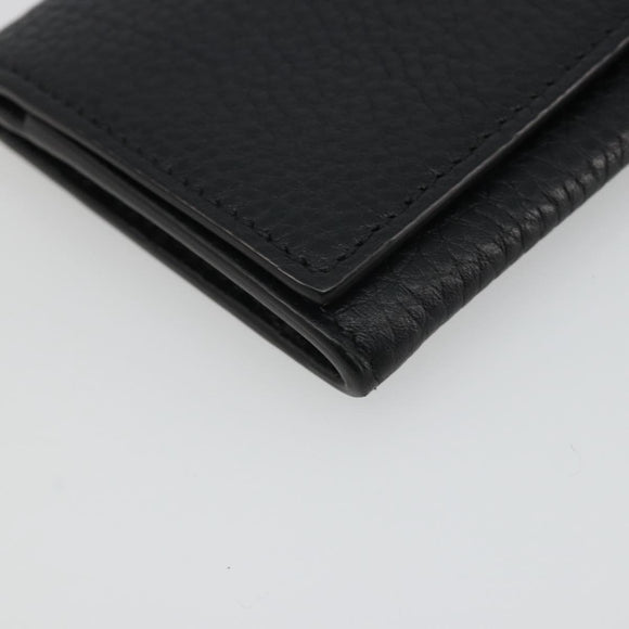 GUCCI Kaarthouder Leer Zwart Zilver Auth 189021A