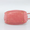 Miu Miu Ribbon Hand Bag Leather 2way Pink Gold Auth 189027A-5