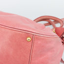 Miu Miu Ribbon Hand Bag Leather 2way Pink Gold Auth 189027A-10