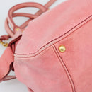 Miu Miu Ribbon Hand Bag Leather 2way Pink Gold Auth 189027A-15